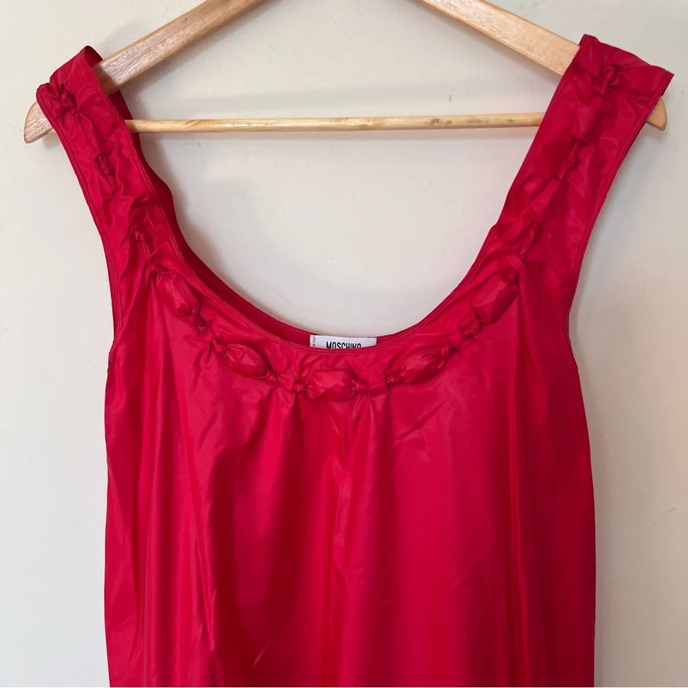 Rare Moschino 2008 Runway Silk Red Maxi Dress Puffball Bubble Hem Womens Size 8 - Picture 4 of 17